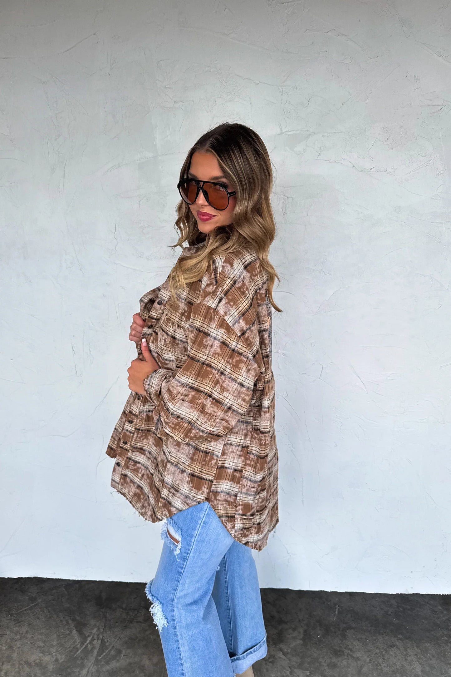 Juniper Bleached Plaid Flannel Shirt