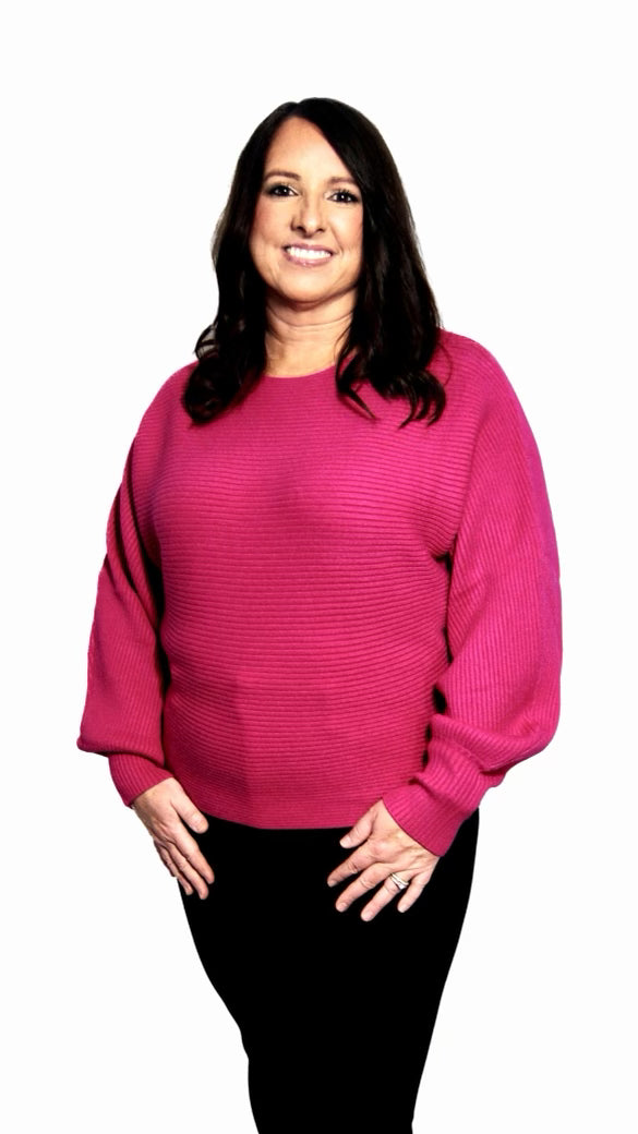 RIBBED SWEATER | HOT PINK