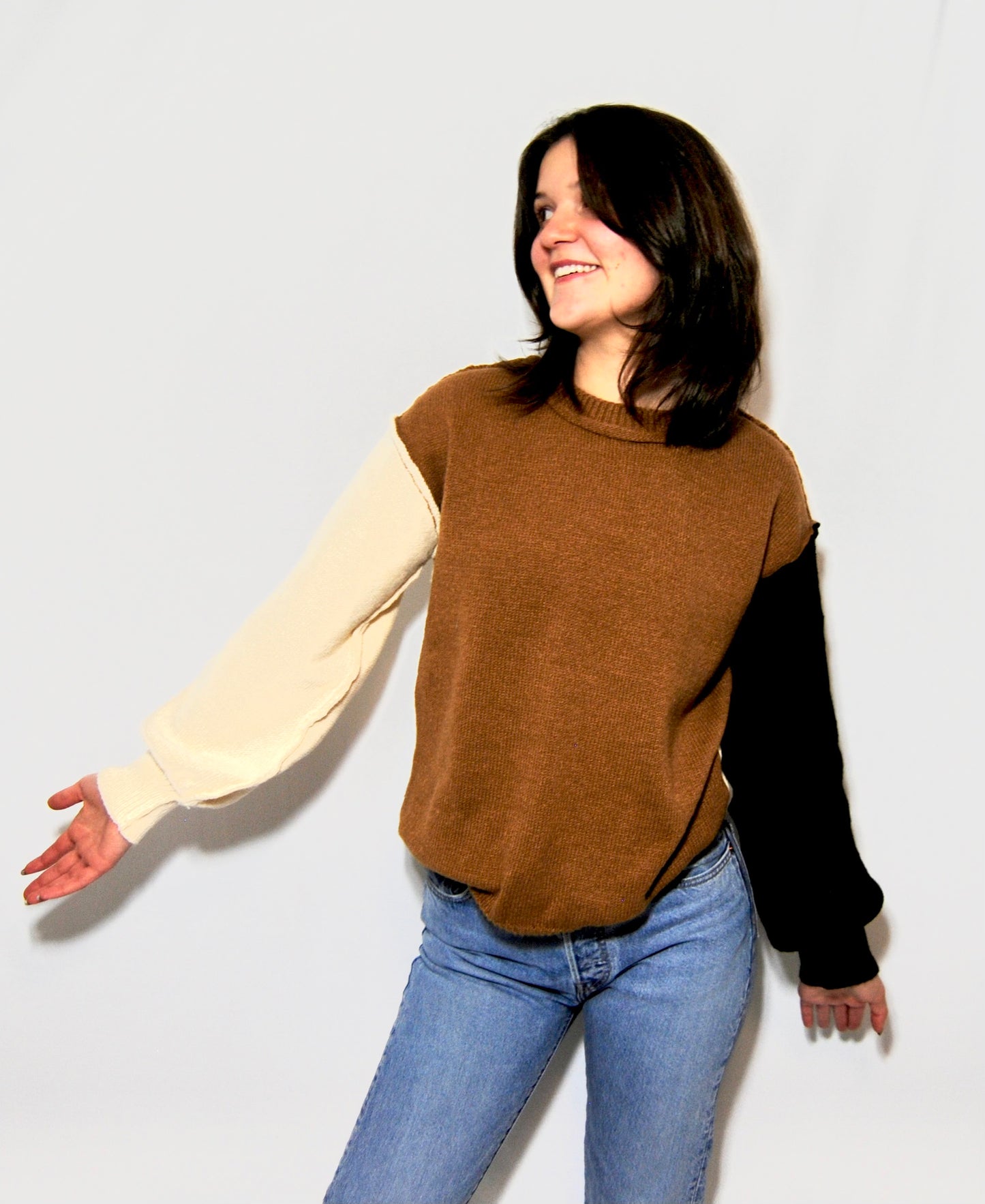 COLOR BLOCK SWEATER | MOCHA, OAT, & BLACK