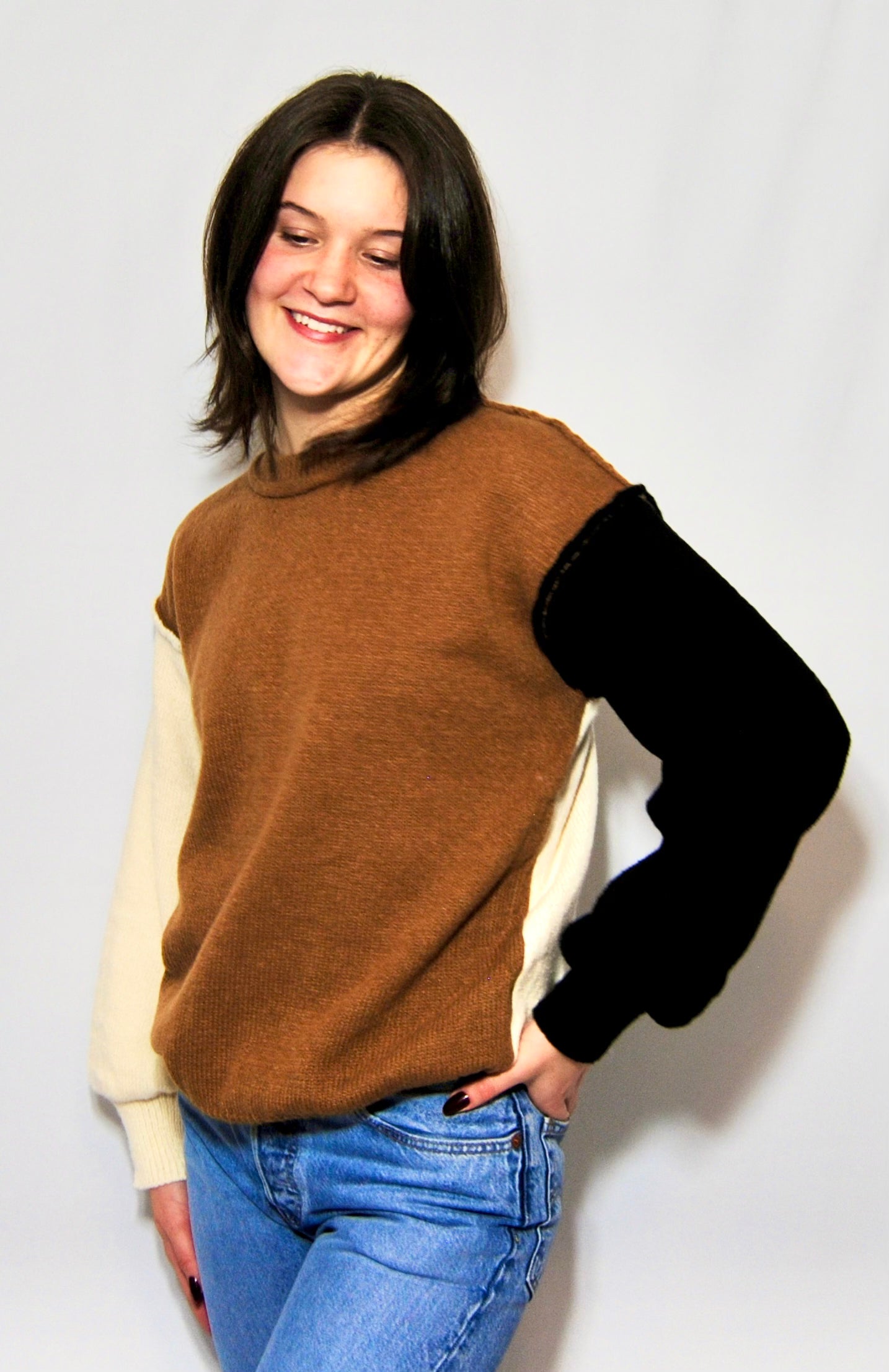 COLOR BLOCK SWEATER | MOCHA, OAT, & BLACK