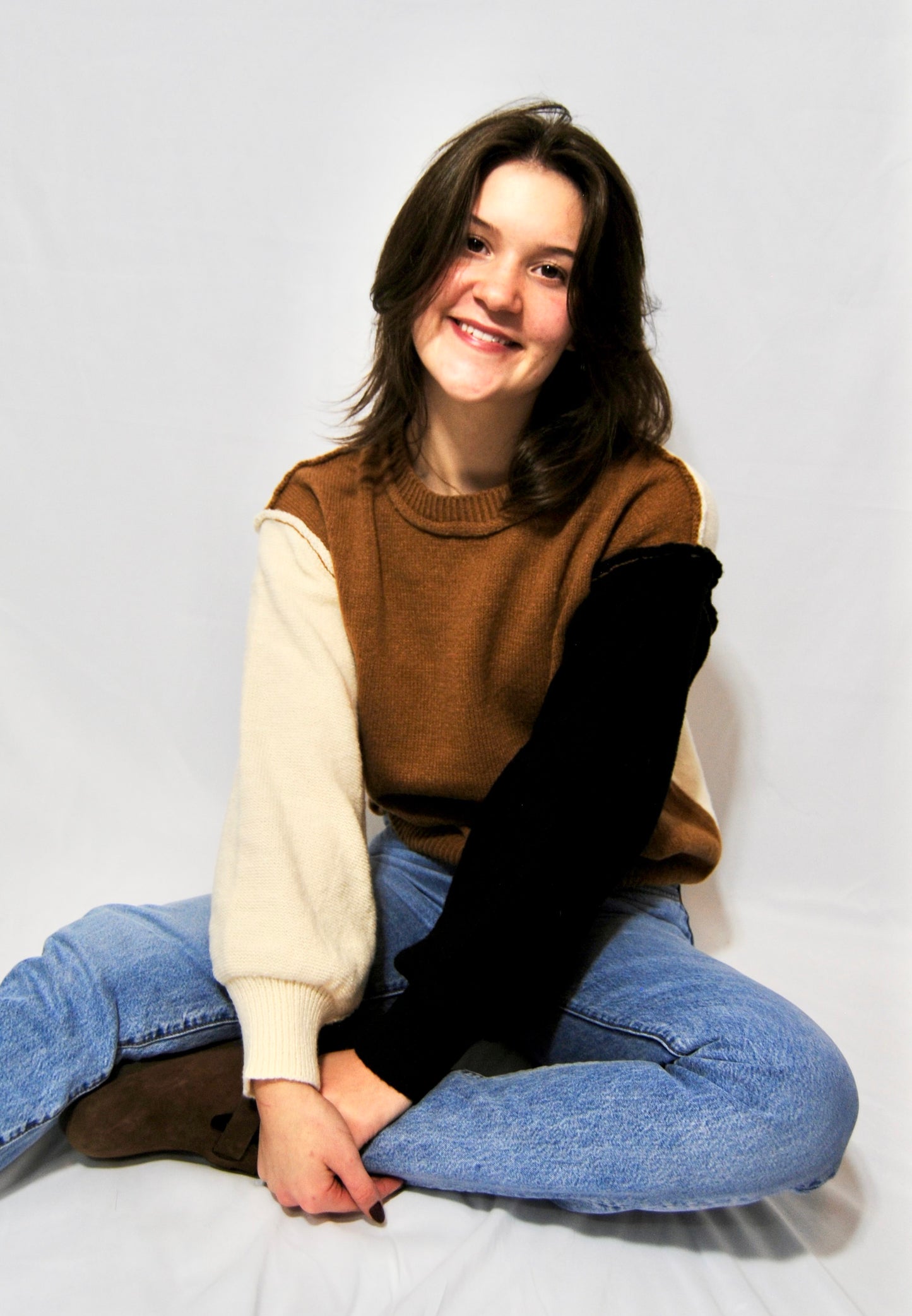 COLOR BLOCK SWEATER | MOCHA, OAT, & BLACK